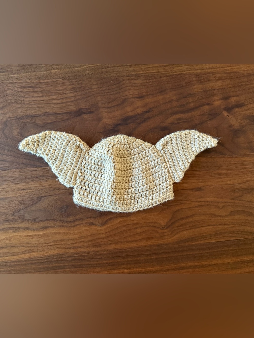 Handmade Cream Crochet Yoda baby Hat